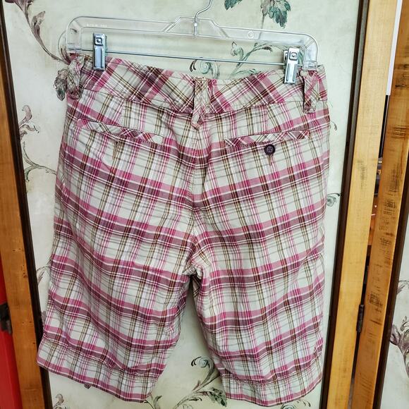 Eddie Bauer Women's Pink Plaid Retro Shorts Size 6 Wide Waist Zip Summer Style - Picture 3 of 5